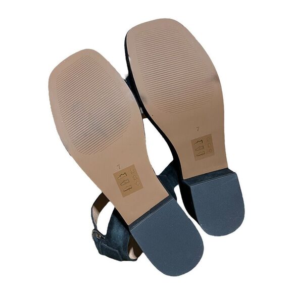 MADEWELL Shoes Womens 7 The Lina Platform Sandal in Suede True Black NH880 - Picture 8 of 10